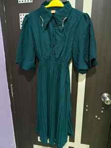 Women Fit And Flate Dark Green Dress