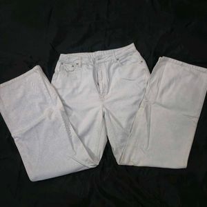 white straight fit denim