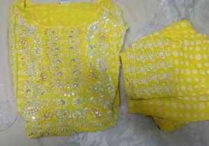 Yellow Embroidered Kurta