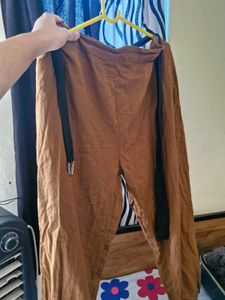 Brown Wide Leg Pants with Belt
