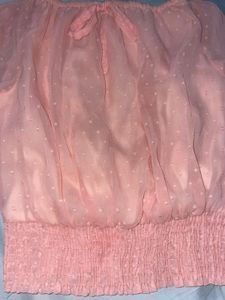 Pink Polka Dot Off-Shoulder Top