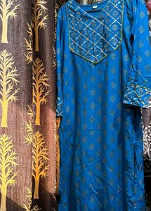 Elegant Blue &amp; Gold Kurta