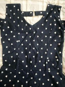 Navy Heart Print Dress