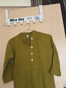 Olive Green Button-Down Kurta