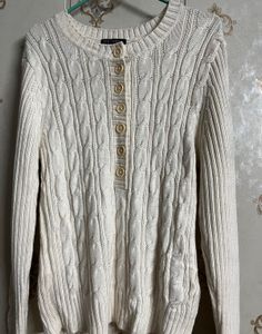 Cable Knit Button-Up Sweater