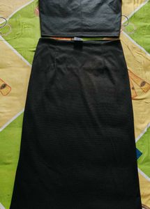 Sleek Black Sleeveless Cord Set