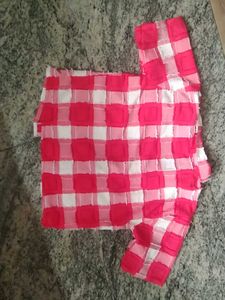 Red &amp; White Plaid Crop Top