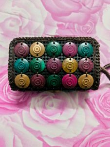 Brown Two Zipped Pouch (Handmade)