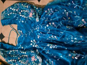 Teal Embroidered Ethnic Gown