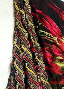 Floral Print Saree with Embellished Border