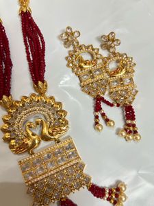 Elegant Gold & Red Indian Jewelry Set