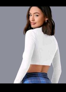 White Long Sleeve Crop Top