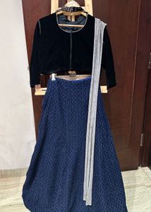 Black Lehenga Sari Dress