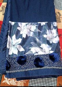 Elegant Blue Floral Saree