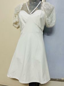 Pintrest corset Elegant White Lace Sleeve Dress