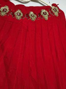Zari Embroidery Deep Red Ethnic Skirt