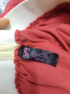 Red Long Skirt with Gold Waistband🌟