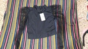 Black Sheer Sleeve Top