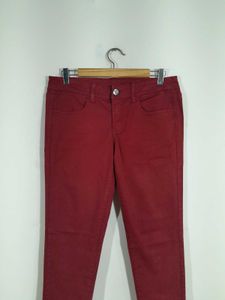 Maroon Skinny Fit Cotton Pant For Women&#39;s