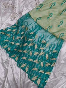 Green &amp; Teal Embroidered Occasion Dress