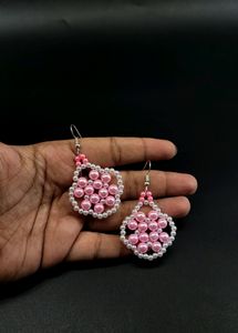 Pink Pearl Beaded Drop Earrings