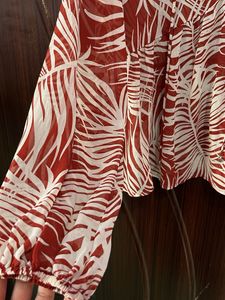 red chiffon Print Top