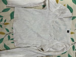 White Wave Textured Long Sleeve Top