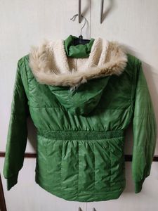 Kids Green Jacket With Fur Lining