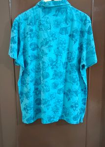 Sea Blue Floral Print Men&#39;s  T Shirt