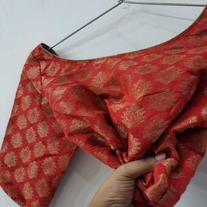 Red Brocade Blouse