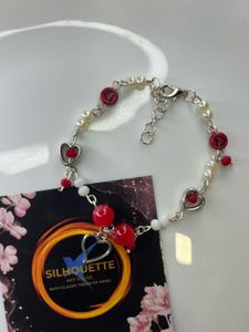 Heart &amp; Pearl Beaded Bracelet