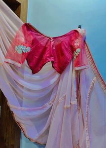 Elegant Pink Saree with Blouse