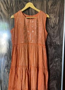 Coral Anarkali Style Gown