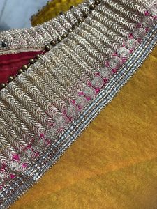 Red &amp; Yellow Embroidered Sari