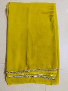⭐Yellow Saree with Mirror Border⭐