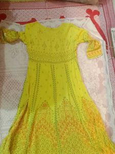 Bright Lemon Yellow Anarkali