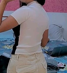 White And Blue Crop Top