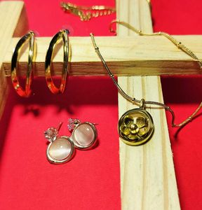 Gold Jewelry Set - Combo Chain Pendant &Studs