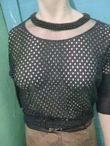 Beaded See Through Top
