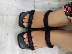 Black Square Toe Sandals