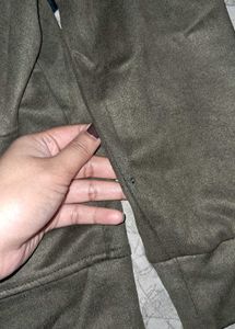 Olive Green Fur Hoodie