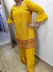 Mirror Work Short Kurta With Gharara