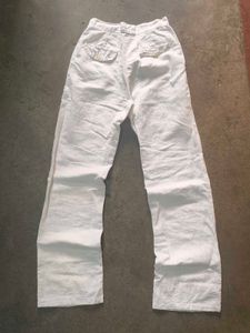 Vintage &#39;White Linen&#39; High-Waist Trousers