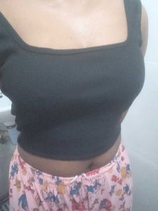 Black Square Neck Top