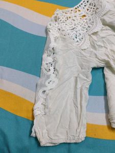 White Lace Detail Blouse