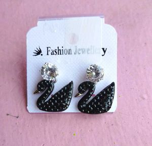 Trendy BLACK swan Earring