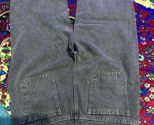 Distressed Gray Wash Wide Leg Jeans