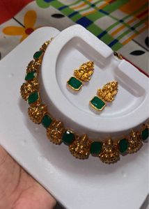 Green & Gold laxmi Jewelry Set