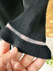 Black V-Neck Knit Mini Dress