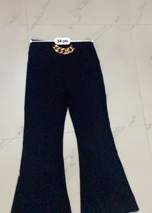 Black Flare Pants with Gold Chain